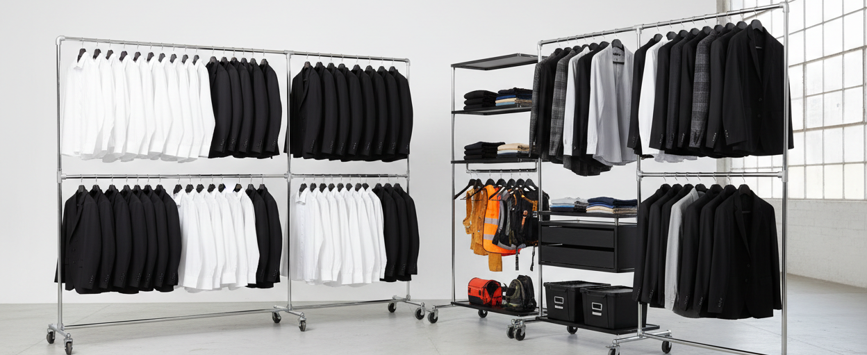 Hoftijzer Mtaalwaren - DE producent van professionel kleding- en garderoberekken, demo ruimte